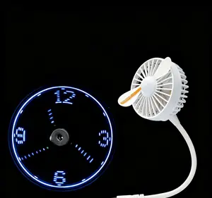 New USB Clock Fan with Display Function, LED Decorative Time Display, LED Desk Fan with Decorative Time Display, Mini Flexible Fan for Office Desk Accessories, Home Decor, Summer Fan, Gift