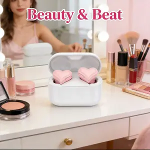 Heart-Shaped Wireless Noise-Canceling Earbuds with LED Touch Control, True Wireless Earbuds, Ergonomic Design Headphones, Valentine's Day Gift for Girls, Bluetooth-compatible 5.3, Ipx4 Waterproof, Audio, Headset