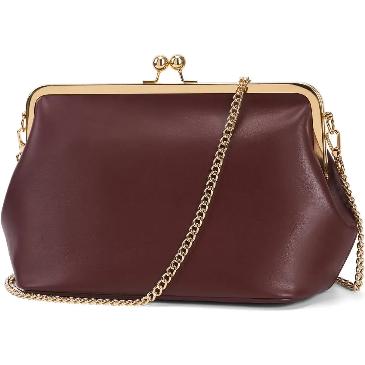 Women's Kiss Lock Crossbody Bag PU Medium Handbags Kiss Clasp Crossbody  Bags Tote Purse Messenger Handbag
