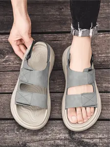 Men's Platform Sport Sandals, Adjustable Strap Open Toe Casual Slides, 2 Ways to Wear
