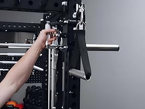 Mikolo Anubis-2.0 Smith Machine, 2000LBS Power Cage with LAT Pulldown&Cable Crossover, Multi-Function Trainer with Aluminum Pulley System for Fitness Home Gym