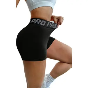 2025 New Stretchy Elastic Waistband Solid Color Letter Print Sports Casual Fitness Yoga Shorts