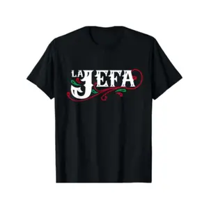 #TikTokShopRestock  Plus Size La Jefa" Men's Cotton T-Shirt - Boss in Spanish, Funny Mexican Quote, Casual & Sporty, Black with Red & Green Graphics, Crew Neck, Short Sleeve, Machine Washable for Summer Wear