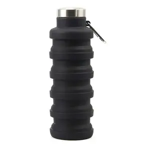 Collapsible Water Bottles 17oz,Leak-Proof Foldable Reusable Silicone Water Bottle - Perfect For Travel Sports Gym Hiking Camping Cycling,Portable Leak Proof Sports Water Bottle With Carabiner