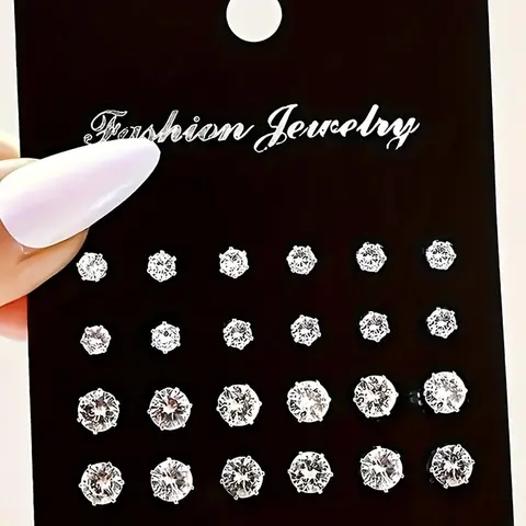 Simple Round & Square Shaped Rhinestone Decorated Bling Earrings, Square Stud Earrings, Fashion Jewelry for Party, Daily Clothing Decor, Trendy All-match & Exquisite Jewelry for Birthday Gift, Ear Studs, Earring Set