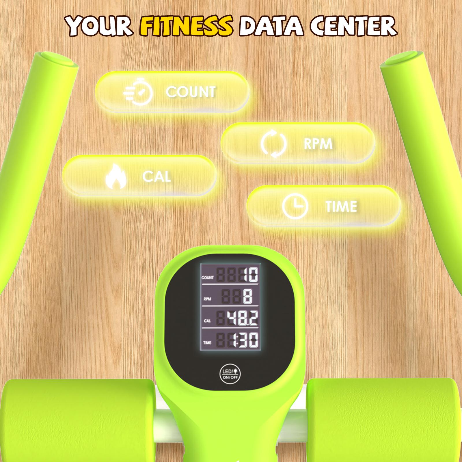 Adjustable Ab Workout Machine with LCD Display, Foldable Core Trainer, 440 lbs Capacity Home Gym Equipment for Abs, Arms & Legs Training for Women