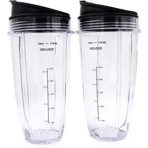 Replacement Blender Cup with Lid (2 Pack) 24 Oz Cups For  Auto  BL480 BL482 BL642 BL682 BL450 BN401 BN751 BN801 Foodi SS351 SS151 SS401  Blender Auto