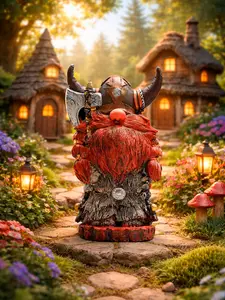 The Armored Kingdom Medieval Castle Valgnome the Fearless Hand-Painted Resin Statue - Handcrafted Guardian with Regal Letter, Crown Key - 4.3x3.1x7.5in Weatherproof Colorfast Indoor-Outdoor Home Decor Table Ornament Gift