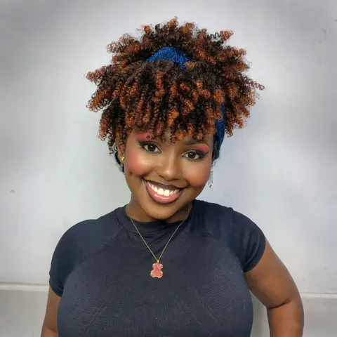 Short Afro Kinky Curly Headband Wigs with Bangs 2 in 1 Turban Wigs with Headband Attached Premium Heat-Resistant Fibers for Women