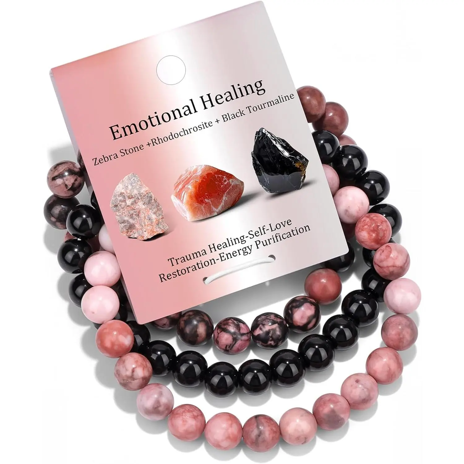 Women's Handmade Crystal Gemstone Beads Bracelet Set - 8mm Extensible Stack Bangle, Self-Healing Emotional Support, Daily Wear Fashion Jewelry for Clothing Decor & Birthday Gift