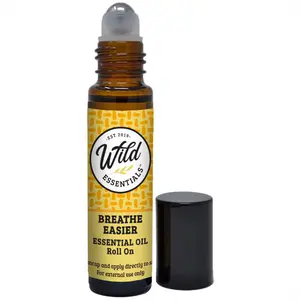 Wild Essentials Breathe Easier Essential Oil Roll On, 10ml for Sinus, Allergies, Stuffy Nose, Pure, Premium Grade Essential Oils and Organic Jojoba Oil, Ready to Use, Moisturizer