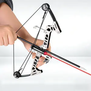 Mini Laser compound bow Stainless steel training bow Professional competition Outdoor sports  Mini Archery Bow Set Right Hand Mini Compound Bow Mini Practice Bow Metal Material Catapult RH/LH For Game Gift Cool Toy