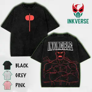 Omni-Man From Invincible T-Shirt , Back and Front Print, Superhero Fans | Invincible ss4 Comics T-Shirt, TV Show Comics Washed T-shirt invincible war graphic tee Menswear streetwear lover