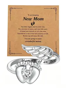 Gift Ring for New Mothers, Elegant Footprint Design, High-Quality Jewelry, Perfect Mother's Day Present, Stylish and Unique