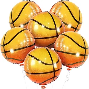 Big 18 Inch, Basketball Balloons - Pack of 6 | Basketball Helium Balloons for Basketball Party Decorations | College Basketball Decorations for Party | Sports Themed Birthday Party Balloons Set