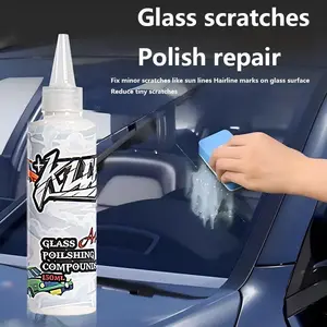 Cleaner Glass Polish Compound Oil Film Remover,Streak-Free High Gloss Glass Cleaner, Watermark heavy stain Remover for Car Windows and Mirrors 1 Bottle 150ml with 1 Sponge applicator car care products