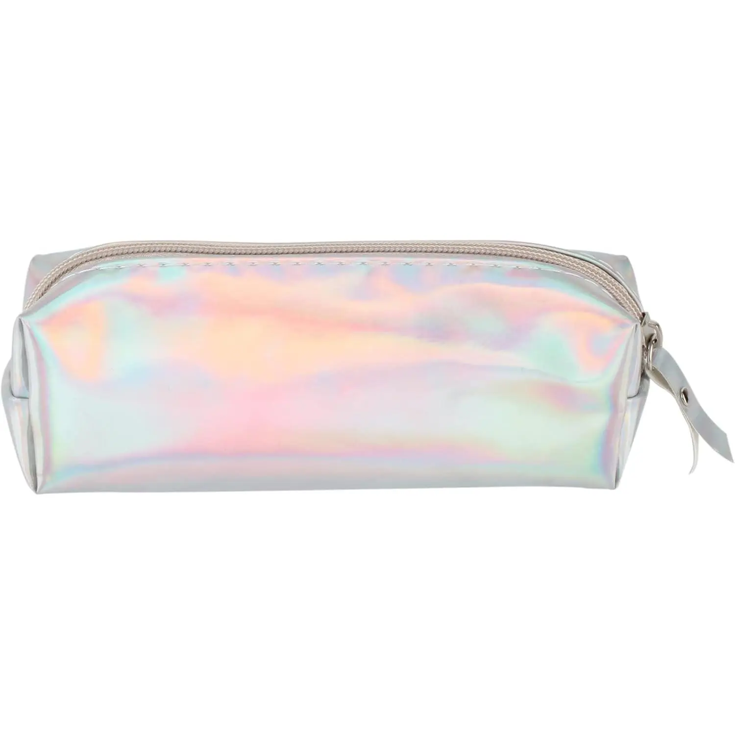 Unisex Holographic Sparkle Iridescent Zippered Pencil Case - Multi-Use Kids' Fashion Accessory Bag for Pens, Cosmetics