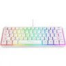 Snpurdiri 60% Wired Gaming Keyboard, 61 Keys RGB Backlit Ultra-Compact Mini Membrane Keyboard with Wrist Rest, Waterproof Ergonomic Plug & Play for PC Gamer White