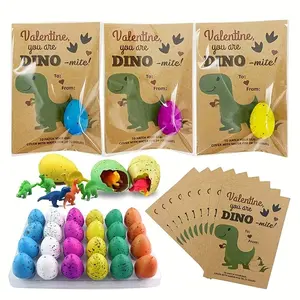 Dinosaur Party Favors Themed Goodies Funny Mini Dinosaur Gifts Dinosaur Birthday Party Supplies 24 Pack Dino Eggs and 24 Hatching Card Bulk Gifts Novelty Birthday Party Decorations