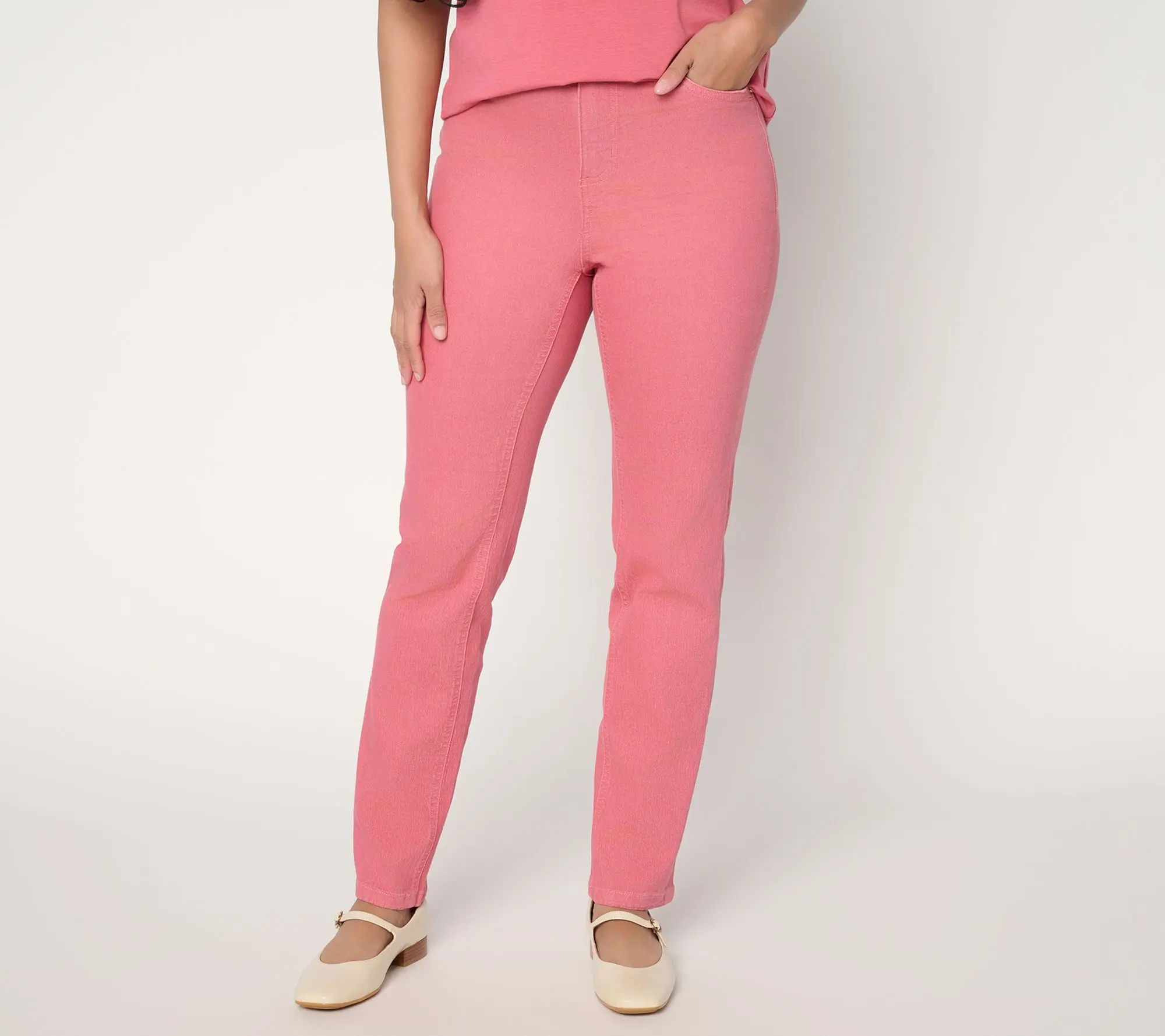 Denim & Co. Regular Classic Stretch Straight Leg Colored Jeans