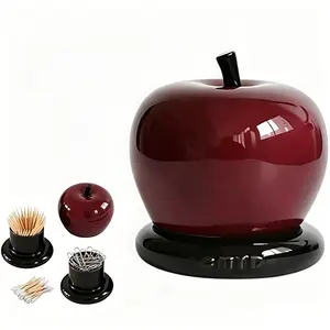 Non-Toxic Odorless Red Apple-Shaped Plastic Multi-Purpose Container with Lid, Eco-Safe Fruit-Design Desk Organizer, Cute Teacher Appreciation Gift & Home Decor Gadget