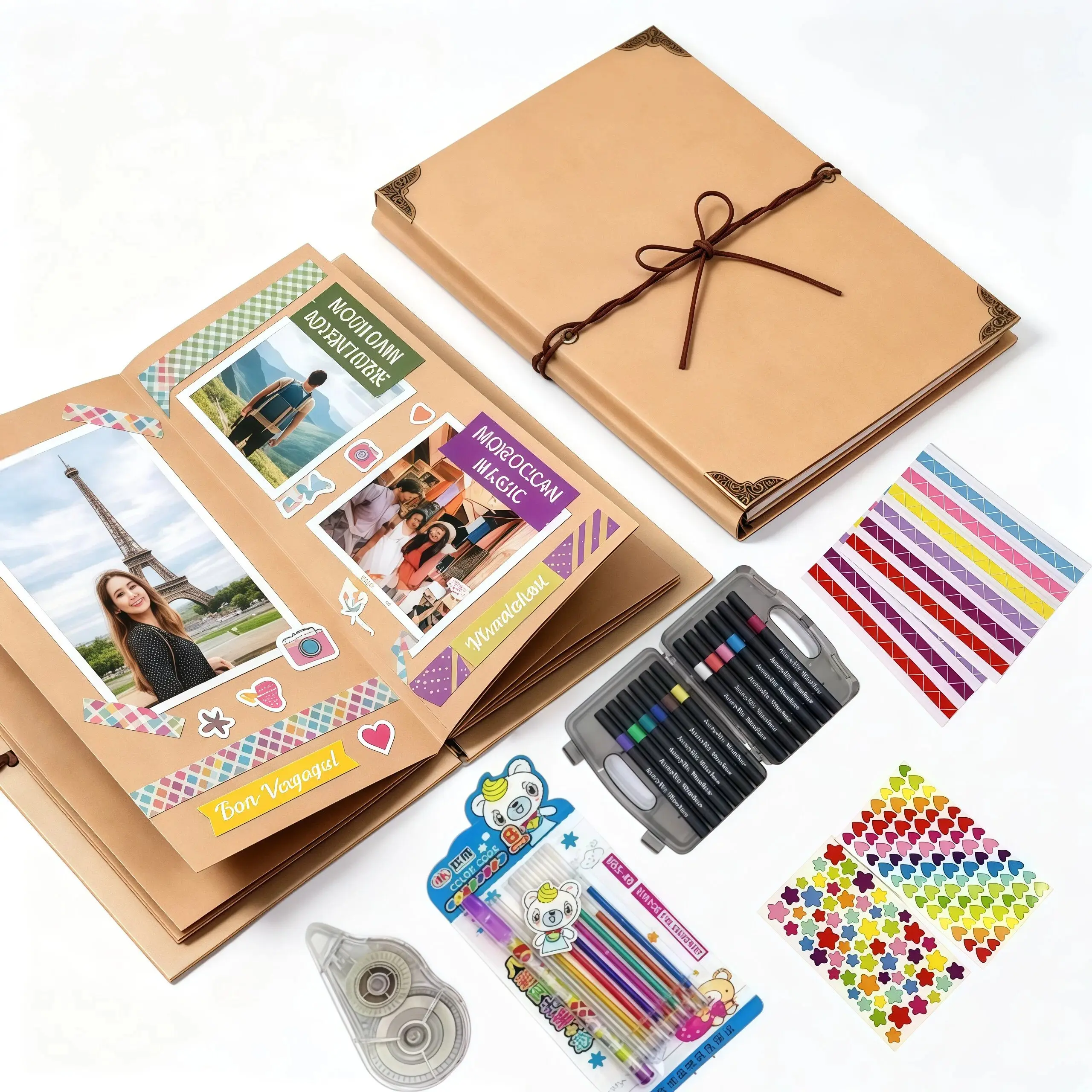 DIY Scrapbook Album 99+ Inch Accordion Foldable - Preserves Memories, for Weddings, Travel, Lovers, Friends, Graduation, Anniversary, Family | DIY Craft Kit with Markers, Stickers, Dot Glue & Gift Bag