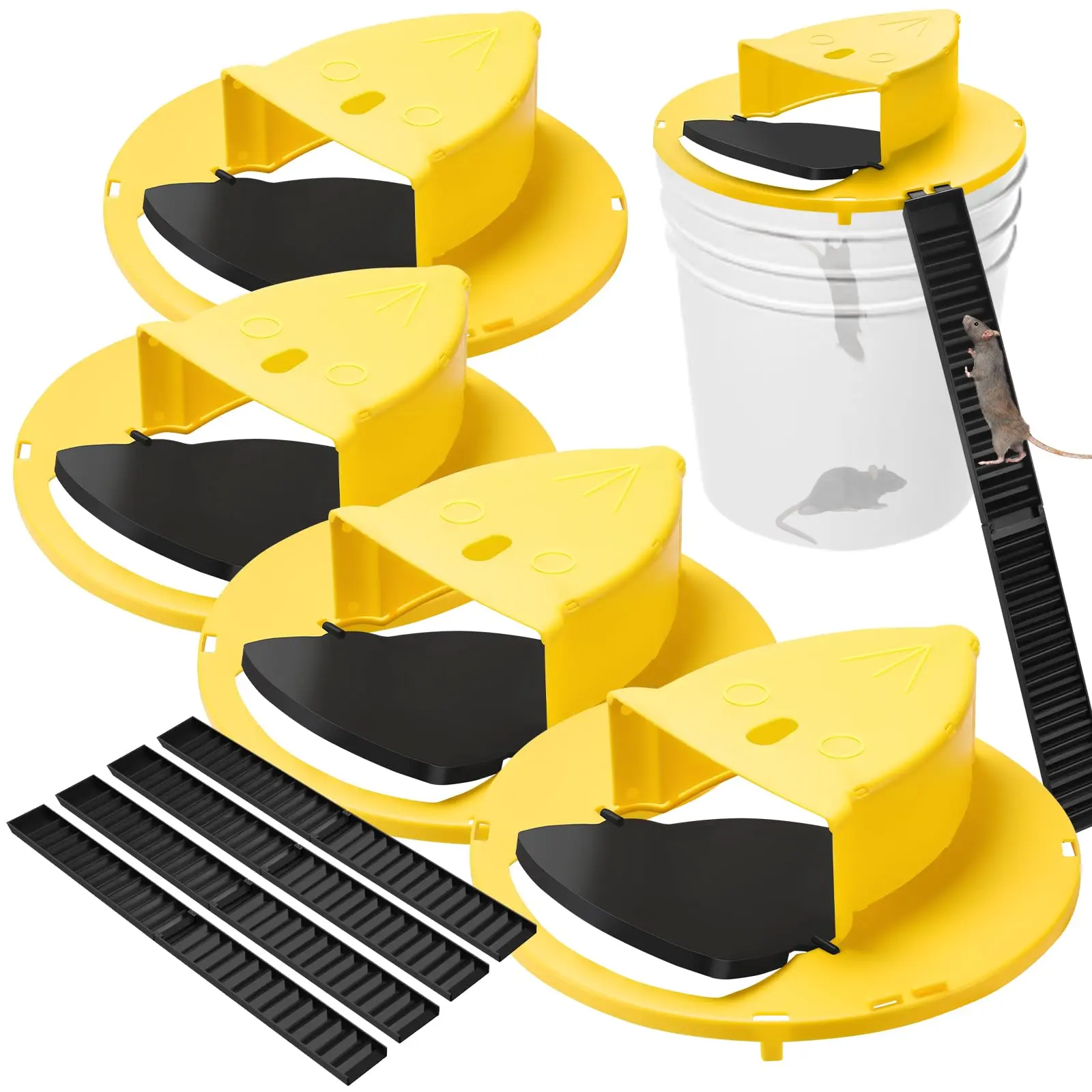 Humane Auto-Reset Multi-Catch Mouse & Rat Trap Flip Lid, 5 Gal Bucket Compatible Home Pest Control Tool for Indoor & Outdoor Use, No Chemical Glue Required