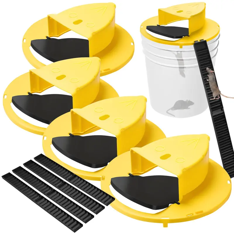 Live Mouse Trap - Humane Auto-Reset Multi-Catch Automatic Tool, Clip-On Flip Lid, Sturdy ABS Body, 5-Gal Bucket Fit, Easy to Use, Hygienic, Indoor/Outdoor Pest Control for Kitchens, Living Rooms, No Chemical Glue