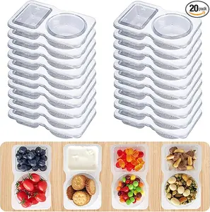 20Set Snack Containers Reusable with Lids Double Compartment Design Stackable Airtight Food-Grade Material Microwaveable for Portion Control Meal Prep School Office Travel