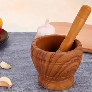 Wooden Mortar & Pestle, Manual Garlic Crusher, Multifunctional Garlic Crusher, Kitchen Crushing Tool, Household Garlic Crusher, Kitchen Utensils, Kitchenware, Seasoning, Cooking Tool