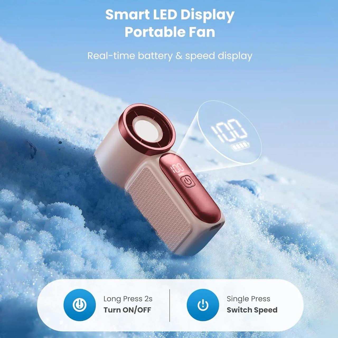 Mini Handheld Fan with LED Display – 6-Speed Turbo Pocket Fan for Women. USB Rechargeable, High-Speed Cooling for Travel & Makeup. Perfect  Gift.  Portable Refrigeration