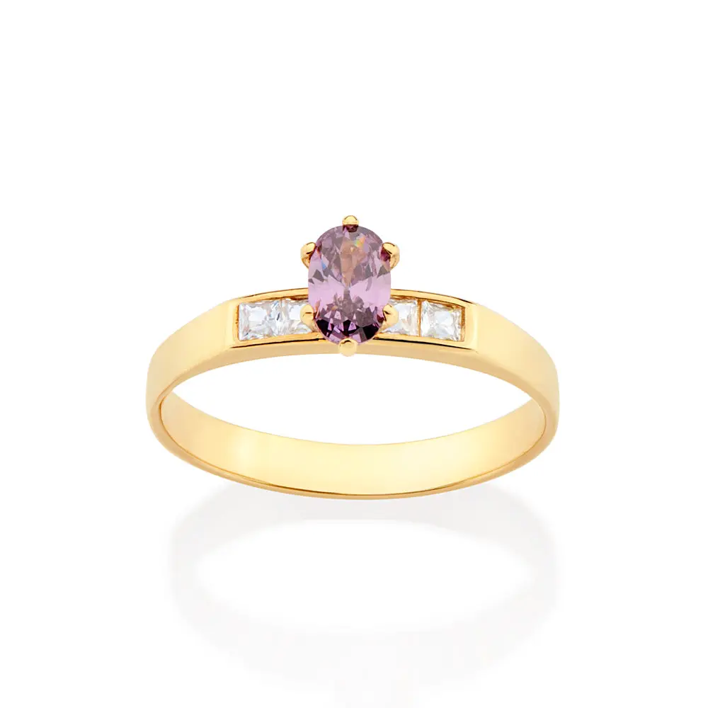 GOLD HOLIDAY SURPRISE SOLITAIRE RING IN PURPLE