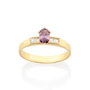 GOLD HOLIDAY SURPRISE SOLITAIRE RING IN PURPLE