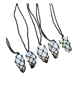 Uniquely crafted Hemp Macramé necklace with Opalite crystal