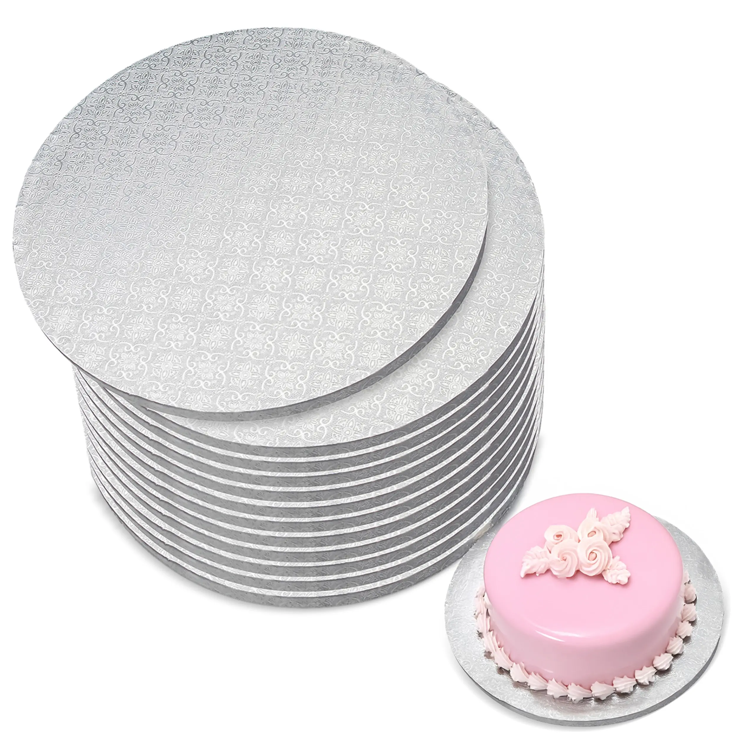 12-Pack White Cardboard Round Cake Boards - 12in x 0.5in Smooth Edge Drums, Home Supplies for Birthday, Business Display Cakes & Wedding Decor, Corrugated