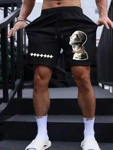 Men's Regular Fit Mask Print Graphic Shorts, Casual Comfy Breathable Shorts for Summer, Men's Bottoms for Daily Wear