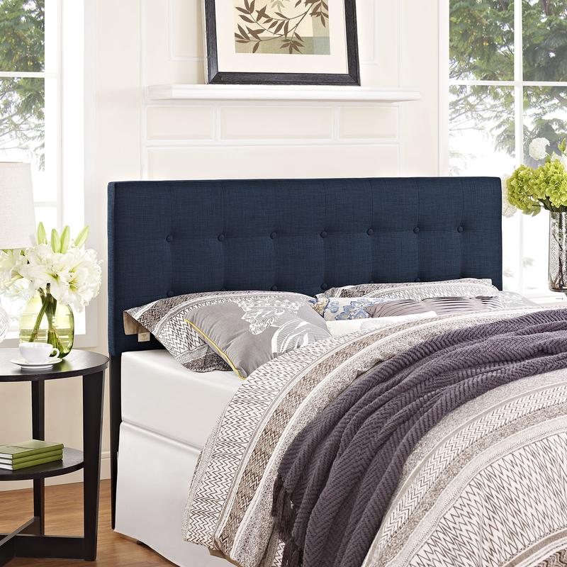 Modway Emily King Upholstered Fabric Headboard in Navy