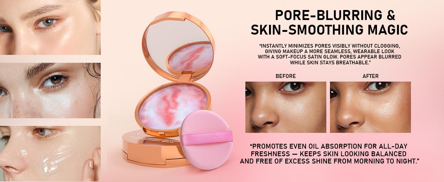 PHOFAY Setting Balm Primer for Face - Oil Control Cosmetics, Pore-Blurring, Soft Matte Finish, Long-Lasting Compact Makeup Primer