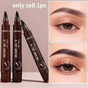 Multi-Color 4-Tip Eyebrow Pen, Eyebrow Tint, Waterproof Sweatproof, All-Day Wear, High Pigment Long-Lasting Color, Shades for All Hair Colors, Creates 3D Natural Brows, Non-Grey Non-Patchy, Enhances Eye Definition