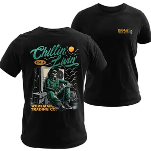 Chillin’ For A Livin’ Workman Shirt, Vintage Workman Graphic Tee with Skeleton Mechanic Art, Soft Cotton Blend Shirt, Workman Trading Co Apparel for Men & Women, Funny Work Lifestyle Gift