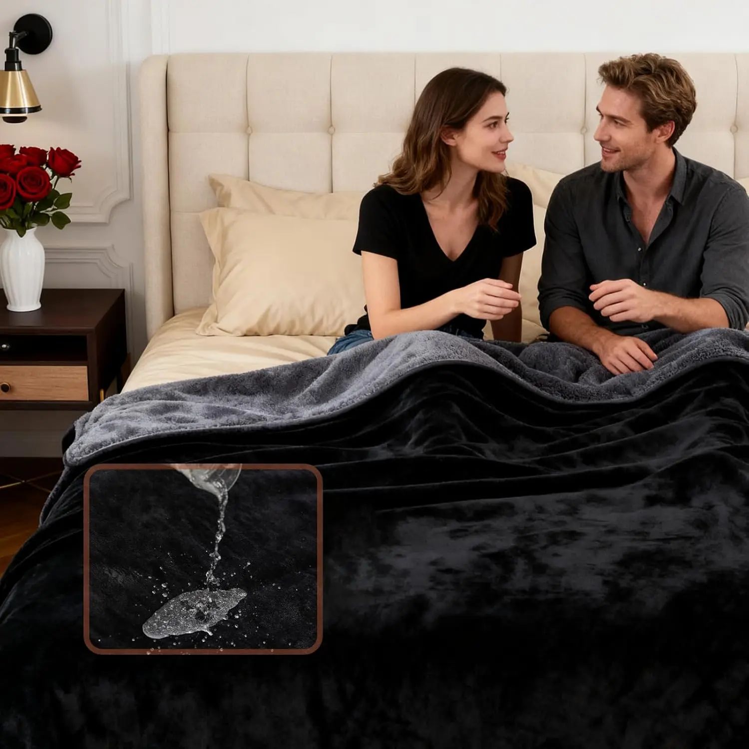 Waterproof Blanket for Bed - King Sized (80"x90") Plush Water Proof Blanket to Protect Furniture, Stain Resistant, Leak-Proof, Double-Sided Flannel & Sherp