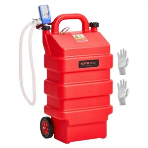 VEVOR Fuel Caddy, 16 Gallon, Portable Fuel Tank with 12V DC 2.5 GPM Electric Fuel Transfer Pump, 4 ft Delivery Hose Auto-Stop Sensor Nozzle, Tank Adapters, Suitable for Diesel Gasoline, Red