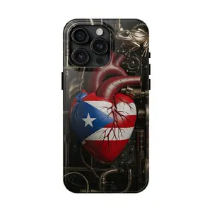 Puerto Rican Heart Tough Phone Cases - Unique Gift, Protective Cases, Puerto Rico Pride, Phone Accessories, Heart Art Protection Plastic Cover Protector Smartphone Rubber Aesthetic