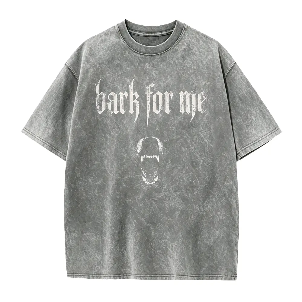 Men's Classic Baggy Seamless Short-Sleeve Knit Tops - Vintage Wash, Flirty Sarcastic Dog Graphic, Cotton Elastic Smooth Fabric Tee, Cool Gift For Her