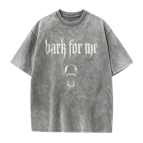 Bark For Me Vintage Wash Oversized T Shirt, Retro Skull Graphic Crewneck, Unisex Baggy Short Sleeve Streetwear Tee