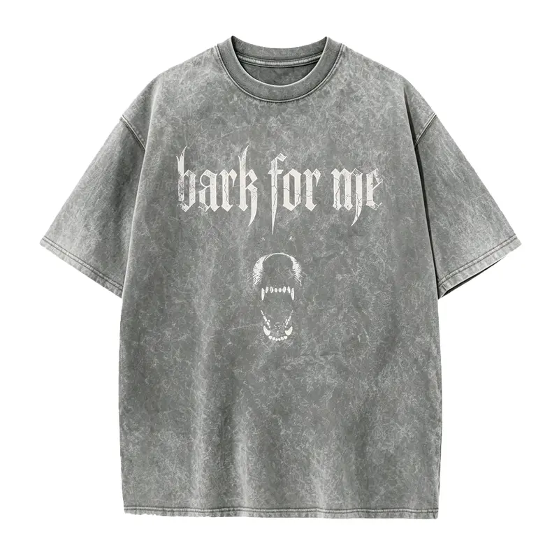 Bark For Me Vintage Wash Oversized T Shirt, Retro Skull Graphic Crewneck, Unisex Baggy Short Sleeve Streetwear Tee