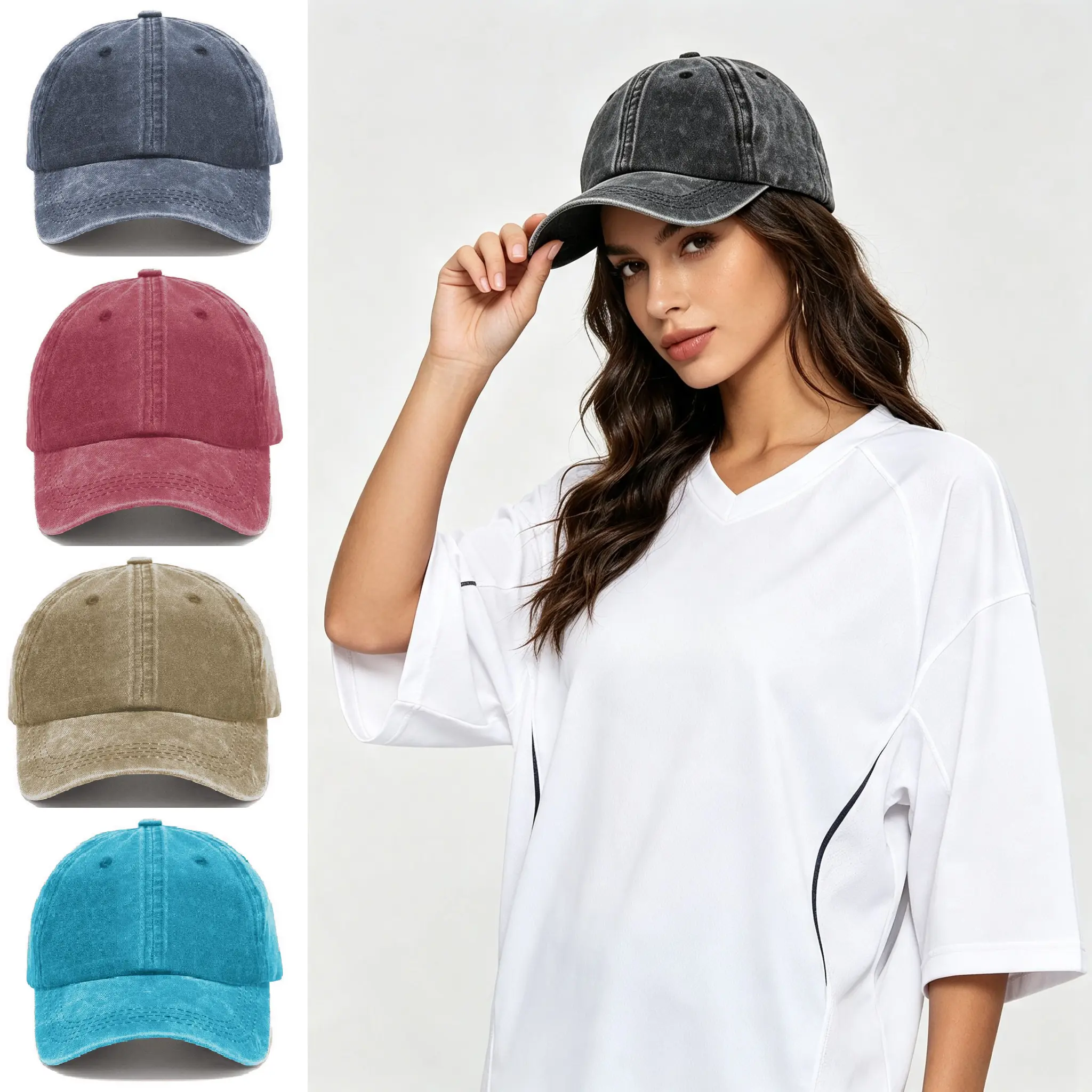 Vintage Washed Cotton Baseball Cap Adjustable Classic Soft Dad Hat for Men Women Outdoor Casual
