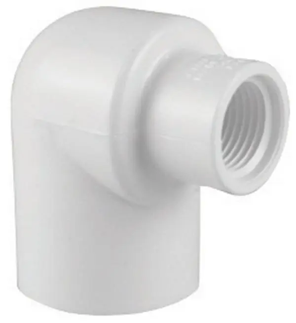 212 MAIN White PVC Schedule 40 90-Degree Reducing Pipe Fitting, 1 in. Slip End x 3/4 in. FPT Female Thread End, for Pressure Piping & Raised Garden Beds (Boating Use)