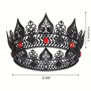 Sweetv King Crown Men, Spade Ace Headwear, Medieval Black Crown, Metal Rhinestone Headwear, Prom Costume Accessories, Cosplay, Wedding Party, Birthday Halloween