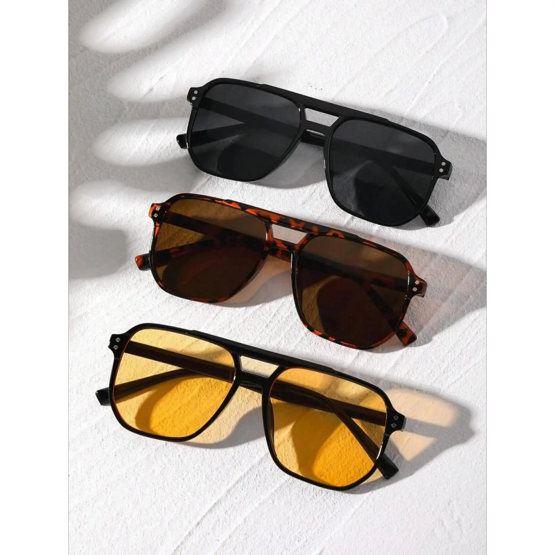 Unisex 3-Pack Sunglasses Set - Vintage Aviator Classic Sun Protective Sports Eyewear, Tinted Lens Womens Sunglasses, 1-Size Sports & Outdoor Accessories for Outdoor Activities, Travel